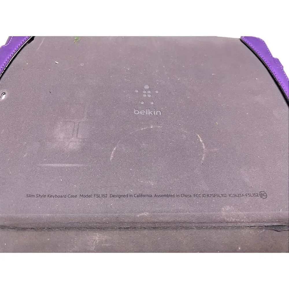 Belkin F5L152 Slim Style Keyboard Case Purple White Untested For Parts